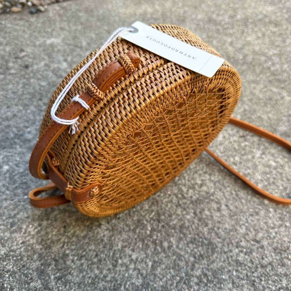 Anthropologie Rattan Circle Crossbody Bag — New with Tags